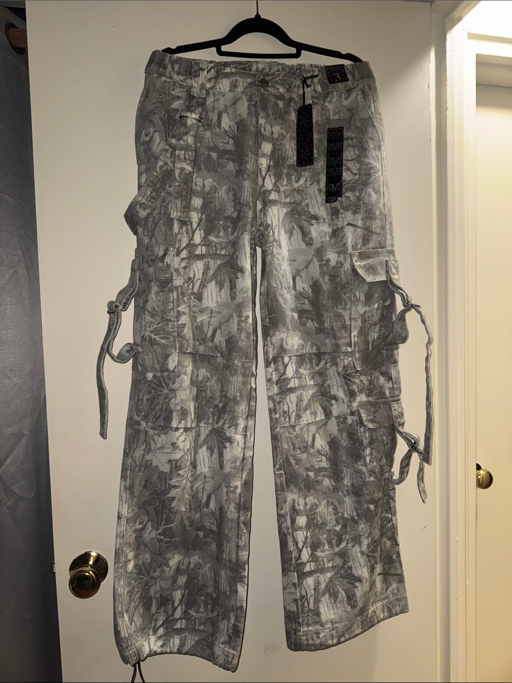 Gray Camo Cargo Pants | Streetwear Utility Style | Multi-Pocket